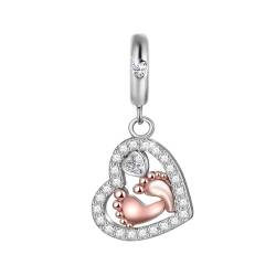 BIZK Babyfuß Charm-Anhänger für Armband 925 Sterling Silber Charm Bead Pendant für Europäische Armbänder und Halsketten von BIZK