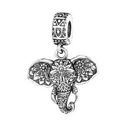 BIZK Damen Urlaub Charm Anhänger für Armband 925 Sterling Silber Charm Bead Pendant für Europäische Armbänder und Halsketten (Elefant) von BIZK