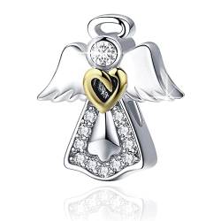 BIZK Engel der Liebe Charm Anhänger Pink für Armband 925 Sterling Silber Charm Bead Pendant für Europäische Armbänder und Halsketten (Engel) von BIZK