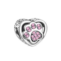 BIZK Pink Katzenkrallen Charm für Armband 925 Sterling Silber Charm Bead Pendant für Europäische Armbänder und Halsketten von BIZK