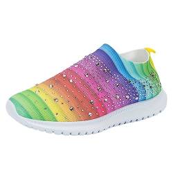 Schuhe Frauen Sneakers Leichte Komfortable TrainerCasual Office Flache Schuhe Regenbogen 36 EU von BIackPig