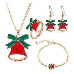 BJ-SHOP Weihnachten Schmuck Geschenke Set für Frauen Mädchen Kinder Weihnachtshalskette Set Ohrringe Armband Ring Halskette für Weihnachten von BJ-SHOP