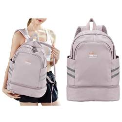 BJLFS Großer Reiserucksack für Damen, faltbarer Laptop-Reiserucksack, wasserdichter Outdoor-Sportrucksack, lässiger Schulrucksack, verstaubarer Fitness-Rucksack mit Schuhfach von BJLFS