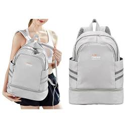 BJLFS Großer Reiserucksack für Damen, faltbarer Laptop-Reiserucksack, wasserdichter Outdoor-Sportrucksack, lässiger Schulrucksack, verstaubarer Fitness-Rucksack mit Schuhfach von BJLFS