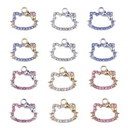 BJPERFMS Hello Kitty Charms Anhänger Set, 12 Stück Emaille Charme, Hello Kitty Ketten Anhänger, Emaille Anhänger, DIY Katzenanhänger für Ohrringe, Halskette Armbänder Schmuck von BJPERFMS