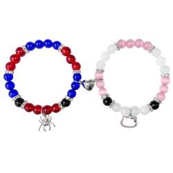 BJPERFMS Hello Kitty und Spider Armband, 2PCS Freundschaftsarmbänder, Partnerarmband, Personalisiertes Bracelet, Schmuck Armbänder Geschenke für Freundinnen Bff von BJPERFMS