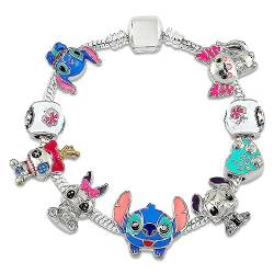 Stitch Armband, Stitch Freundschaftsarmbänder, Lilo Stitch Armband, Lilo Stitch Armband Schwester, Stitch Silber Anhänger Armband, Cartoon Bettelarmband, für Mädchen Beste Freundin (Voll Anhänger) von BJPERFMS