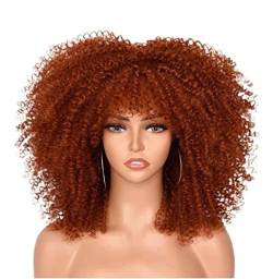 Perücken Perücke Natürliche Damenperücke, Kurz, Lockig, Im Afrikanischen Stil, Mit Pony, Für Afro-Frauen, Lockige Perücke Täglichen Party (Color : E, Size : As shown) von BKALIT