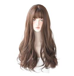 Perücken Perücke Natürliche Long Wavy Wigs For Women Synthetic Heat Resistant Fiber Wig Sweet Girl Wig Täglichen Party (Color : B, Size : 26in) von BKALIT