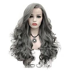 Perücken Perücke Natürliche Silbergraue Kostüm-Perücken für Frauen, lockiges langes gewelltes Cosplay Ombre Black Mix Grey Hair Perücken Täglichen Party von BKALIT
