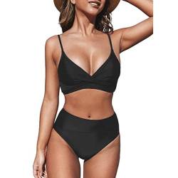 BKEPDY Bikini Sets für Damen Push Up Tanga High Waist Schwimmanzug Sexy Bademode Zweiteiliger Badeanzug Triangel Bikini Swimsuit Beachwear(M) von BKEPDY