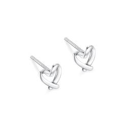 BKEPDY Ohrringe für Damen Ohrringe 999 Silber Ohrstecker als Herz Geschenke für Frauen Damen-Schmuck Ohrringe Versilbert Hohle Herz Schmuck von BKEPDY