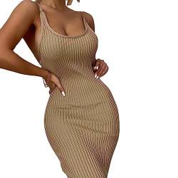 BKEPDY Sexy Kleid Damen Bodycon Maxikleid Elegant Spaghetti-Träger Casual Kleid Partykleid Ärmelloses Kleid Enger Sommerkleid Partykleid (S) von BKEPDY