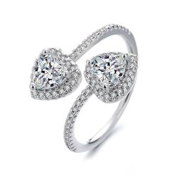 Eheringe für Frauen Herz anpassbare offene Ringe mit Zirkonia Ringe Ewigkeit Schmuck Geschenke für Hochzeitstag von BKEPDY