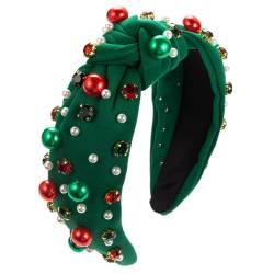 Damen-Stirnband, bunte Perlen, Kreuzschleife, Perlen-Stirnband für Weihnachten, Blau, 20 x 10 x 13,5 cm von BKPAPTXY
