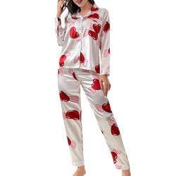 BKSCAYXS Damen-Pyjamas und Pyjama-Sets, lässige -Pyjamas, modische, lässige Pyjama-Sets & Morgenmantel (Red, XL) von BKSCAYXS