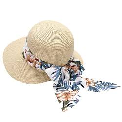 BKSCAYXS Damen Sommer breiter Strohhut Strand Faltbare Sonnenhüte Floppy Roll Up Schutz Sonnenkappe UPF 50+ Caps Sonnenhut Jugendliche von BKSCAYXS
