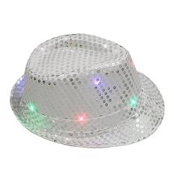 BKSCAYXS LED-Pailletten-Glüh-Jazz-Hut Performance Requisiten Flash-Cowboy-Hut Fischerhut Mit Seitentasche von BKSCAYXS