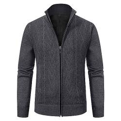 BKSCAYXS Modisches, farblich passendes großes Baumwoll-Cardigan-Strickhemd für Herren Winter Mit (Dark Gray, XXL) von BKSCAYXS