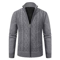 BKSCAYXS Modisches, farblich passendes großes Baumwoll-Cardigan-Strickhemd für Herren Winter Mit (Grey, XL) von BKSCAYXS
