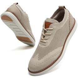Herren Kleid Schuhe Oxfords Casual Sneaker, Beige, 46 EU von BKWHDAY