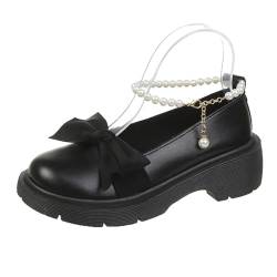 Frauen Dicke Plattform Mary Janes Lolita Schuhe Party Pumps Sommer Sandalen Bogen Kette Mujer Schuhe Mode Oxford Zapatos, Schwarz , 40.5 EU von BKYWJTR6