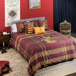 BELUM | Bettbezug Harry Potter, Bettbezug mit Knöpfen 100% Baumwolle, Modell Classic Gryffindor für 105 cm Bett (180 x 220 cm) von BL BELUM
