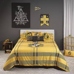 BELUM Bettbezug Harry Potter, Bettbezug mit Knöpfen 100% Baumwolle, Modell Classic Hufflepuff für 105 cm Bett (180 x 220 cm) von BL BELUM