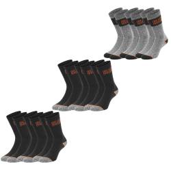 Black+Decker Herren Damen Unisex Sport Socken Essential Crew Baumwolle Black Grey Melange - 6er 9er 12er Pack von BLACK+DECKER