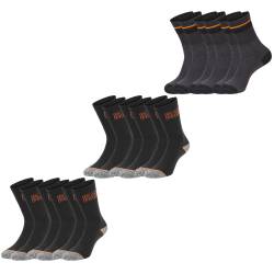 Black+Decker Herren Damen Unisex Sport Socken Essential Crew Baumwolle Black Grey Melange - 6er 9er 12er Pack von BLACK+DECKER