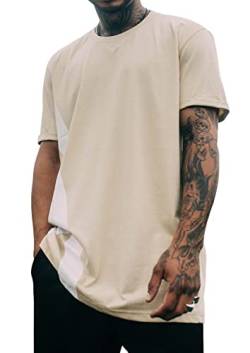 Black Elvis Clothing - Relaxed fit Beiges T-Shirt für Männer und Jungen mit weißem Front- und Seitendruck aus 100% Baumwolle im eleganten urbanen Street-Fashion-Stil (L) von BLACK ELVIS FOUR SEASON CLOTHING