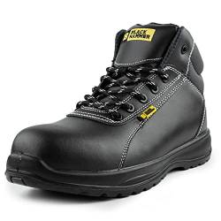 BLACK HAMMER Sicherheitsstiefel Herren Leder S3 SRC Komposit Zehenkappe Kevlar Nicht Metallisch Metallfrei Leichte Arbeitsschuhe Wandern 1500 Schwarz (39 EU) von BLACK HAMMER