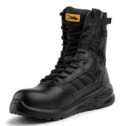 BLACK HAMMER Taktische Stiefel für Herren Wasserbeständig Militär Schuhwerk Arbeitsschuhe mit Stahl Zehen und Zwischensohlenschutz Leicht mit Knöchelstütze und gepolsterte Einlegesohlen 6666 (41 EU) von BLACK HAMMER
