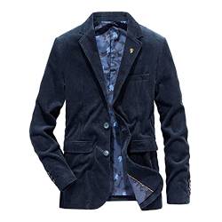 BLACKHEI Herren Cord Blazer Männer Anzug Herbst 4XL Slim Fat Casual Mantel, blau, 2XL von BLACKHEI