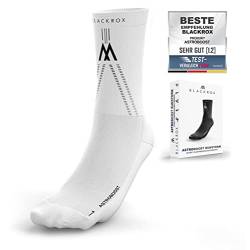 BLACKROX Kompressionssocken Sport ASTROBOOST RUNSTORM V1 Kompressionsstrümpfe Vergleichssieger Sportkompressionsstrumpf Laufsocken Fussball Damen Herren Lang Compressions Socks (Weiss (S-M) von BLACKROX