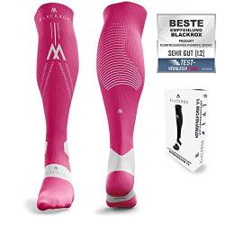 BLACKROX Kompressionsstrümpfe Sport Astropreform Kompressionssocken Vergleichssieger Sportkompressionsstrumpf Laufstrümpfe Fussball Damen Herren Lang Compressions Socks (Pink, S-M) von BLACKROX