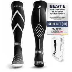 BLACKROX Kompressionsstrümpfe Sport Astropreform Kompressionssocken Vergleichssieger Sportkompressionsstrumpf Laufstrümpfe Fussball Damen Herren Lang Compressions Socks (Schwarz-Precision, S-M) von BLACKROX