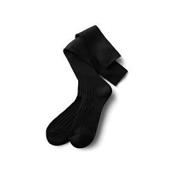 BLACKSOCKS Premium Kniestrümpfe 45-46 Schwarz I Socken aus Merzerisierter Baumwolle I extra breiten Bund I Made in Italy von BLACKSOCKS