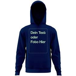 BLAK TEE Herren Personalisierbares Hoodie Selbst Gestalten mit Foto und Text Wunschmotiv Marine M von BLAK TEE