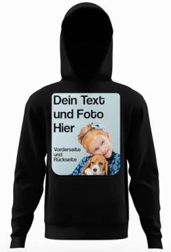 BLAK TEE Herren Personalisierbares Hoodie Selbst Gestalten mit Foto und Text Wunschmotiv Schwarz L von BLAK TEE