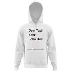 BLAK TEE Herren Personalisierbares Hoodie Selbst Gestalten mit Foto und Text Wunschmotiv Weiß S von BLAK TEE