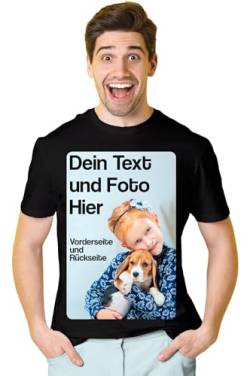 BLAK TEE Herren T-Shirt Bedrucken Lassen — T-Shirt Herren personalisiert mit Namen und Foto Geschenk mit eigenem Bild — Rückenprint Schwarz 3XL von BLAK TEE