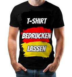 BLAK TEE Herren T-Shirt Bedrucken Lassen — T-Shirt Herren personalisiert mit Namen und Foto Geschenk mit eigenem Bild — Rückenprint Schwarz 4XL von BLAK TEE