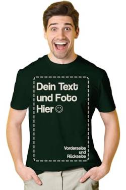 BLAK TEE Herren T-Shirt Bedrucken Lassen — T-Shirt Herren personalisiert mit Namen und Foto Geschenk mit eigenem Bild — Tshirt Rückenprint Grün XL von BLAK TEE