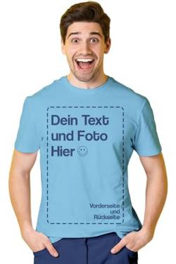 BLAK TEE Herren T-Shirt Bedrucken Lassen — T-Shirt Herren personalisiert mit Namen und Foto Geschenk mit eigenem Bild — Tshirt Rückenprint Himmel M von BLAK TEE