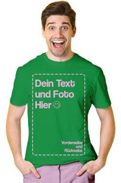 BLAK TEE Herren T-Shirt Bedrucken Lassen — T-Shirt Herren personalisiert mit Namen und Foto Geschenk mit eigenem Bild — Tshirt Rückenprint K Grün XL von BLAK TEE