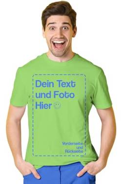 BLAK TEE Herren T-Shirt Bedrucken Lassen — T-Shirt Herren personalisiert mit Namen und Foto Geschenk mit eigenem Bild — Tshirt Rückenprint L Grün L von BLAK TEE