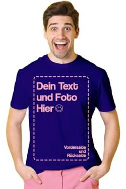 BLAK TEE Herren T-Shirt Bedrucken Lassen — T-Shirt Herren personalisiert mit Namen und Foto Geschenk mit eigenem Bild — Tshirt Rückenprint Lila XL von BLAK TEE