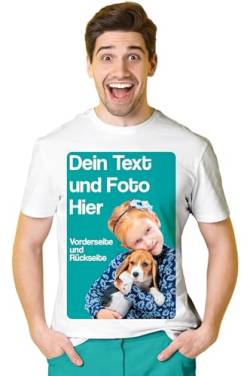 BLAK TEE Herren T-Shirt Bedrucken Lassen — T-Shirt Herren personalisiert mit Namen und Foto Geschenk mit eigenem Bild — Tshirt Rückenprint Weiß 5XL von BLAK TEE