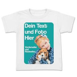 BLAK TEE Kinder Personalisierbares T-Shirt Selbst Gestalten mit Foto und Text T-Shirt Weiß 3/4 Jahre von BLAK TEE